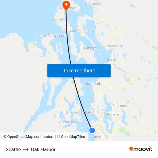 Seattle to Oak Harbor map