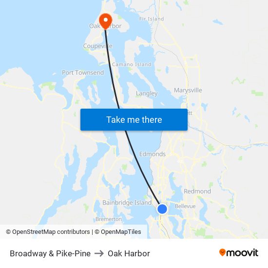 Broadway & Pike-Pine to Oak Harbor map