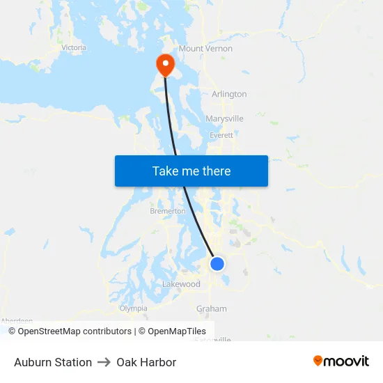 Auburn Station to Oak Harbor map