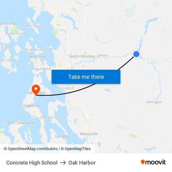 Concrete High School to Oak Harbor map