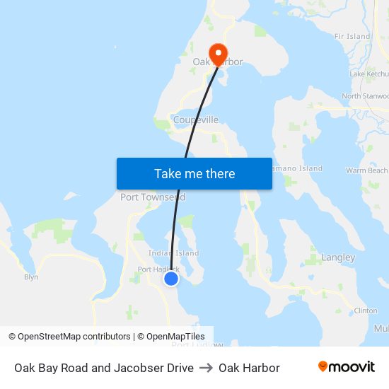 Oak Bay Road and Jacobser Drive to Oak Harbor map