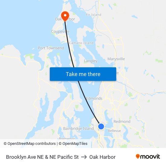 Brooklyn Ave NE & NE Pacific St to Oak Harbor map