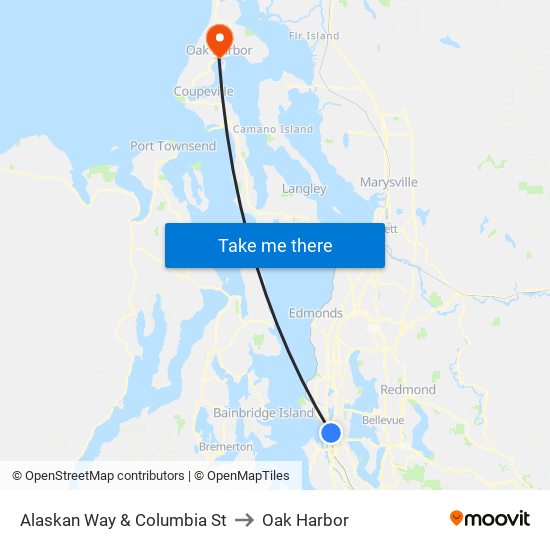 Alaskan Way & Columbia St to Oak Harbor map