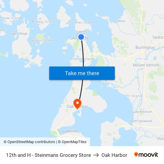 12th and H - Steinmans Grocery Store to Oak Harbor map