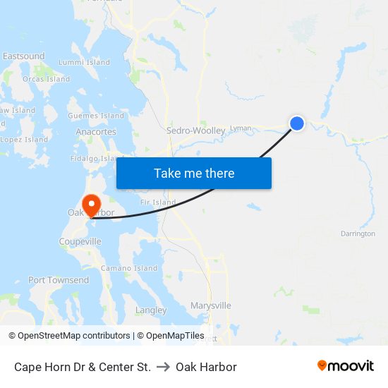 Cape Horn Dr & Center St. to Oak Harbor map