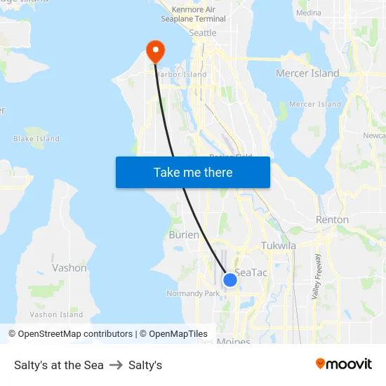 Salty's at the Sea to Salty's map