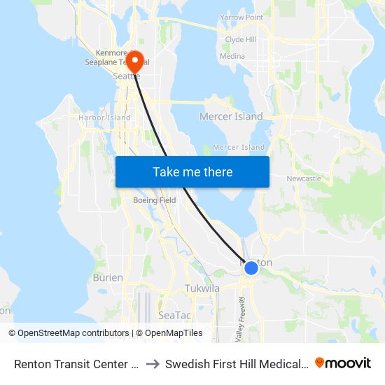 Renton Transit Center - Bay 7 to Swedish First Hill Medical Center map