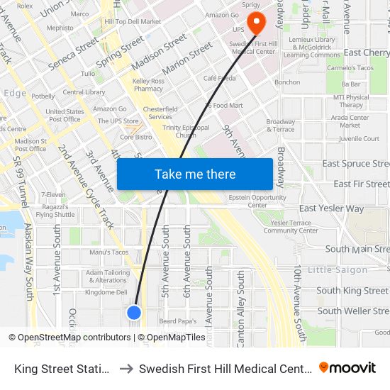 King Street Station to Swedish First Hill Medical Center map