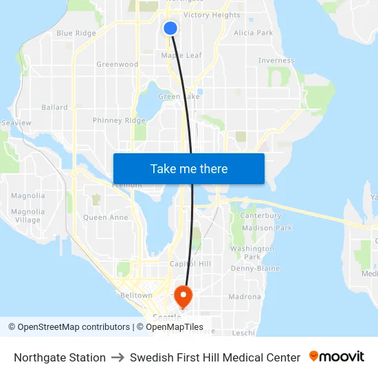 Northgate Station to Swedish First Hill Medical Center map