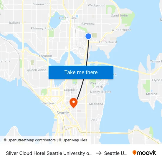 Silver Cloud Hotel Seattle University of Washington District to Seattle University map
