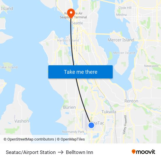 Seatac/Airport Station to Belltown Inn map