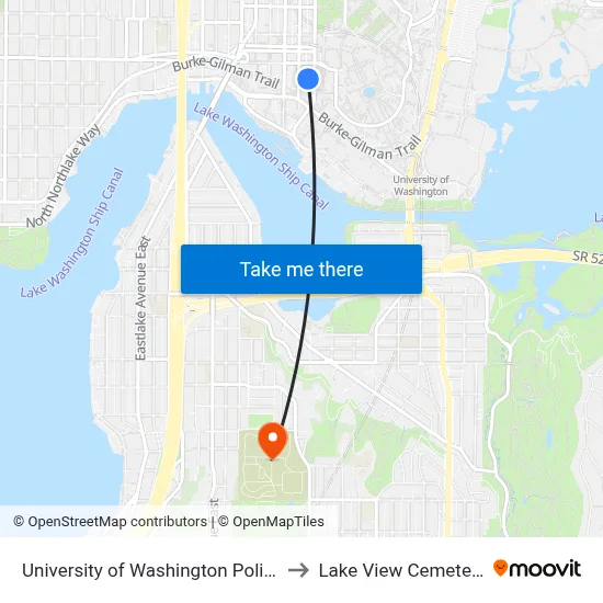 University of Washington Police to Lake View Cemetery map