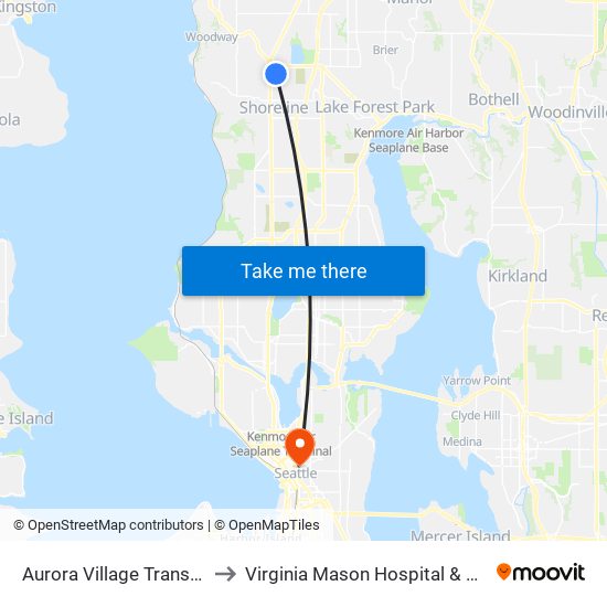 Aurora Village Transit Center - Bay 10 to Virginia Mason Hospital & Seattle Medical Center map