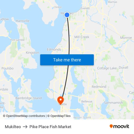 Mukilteo to Pike Place Fish Market map
