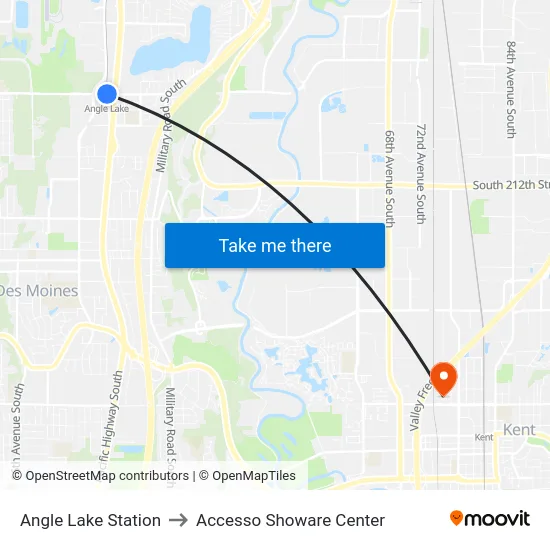 Angle Lake Station to Accesso Showare Center map