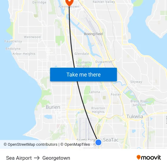 Sea Airport to Georgetown map