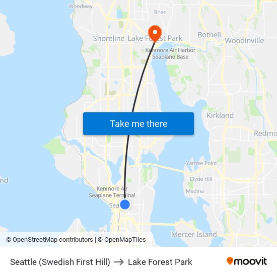 Seattle (Swedish First Hill) to Lake Forest Park map