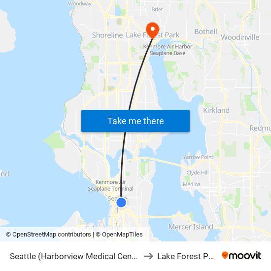 Seattle (Harborview Medical Center) to Lake Forest Park map