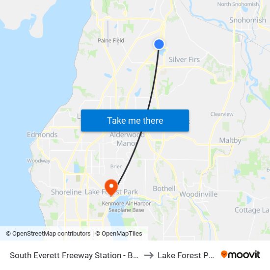 South Everett Freeway Station - Bay 4 to Lake Forest Park map