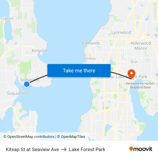 Kitsap St at Seaview Ave to Lake Forest Park map