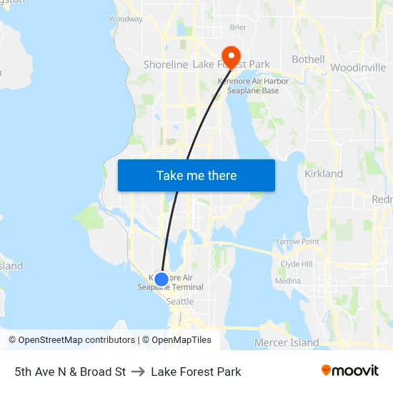 5th Ave N & Broad St to Lake Forest Park map