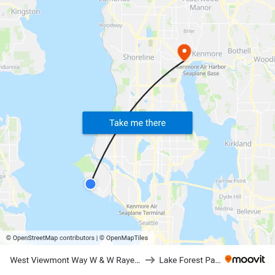 West Viewmont Way W & W Raye St to Lake Forest Park map