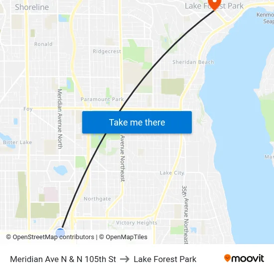 Meridian Ave N & N 105th St to Lake Forest Park map