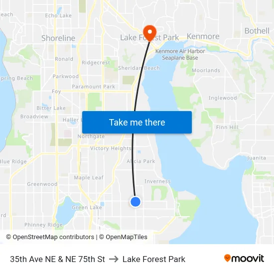 35th Ave NE & NE 75th St to Lake Forest Park map