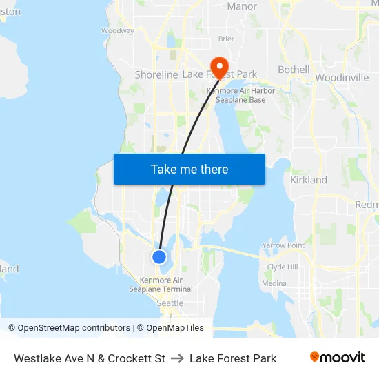 Westlake Ave N & Crockett St to Lake Forest Park map