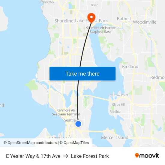 E Yesler Way & 17th Ave to Lake Forest Park map