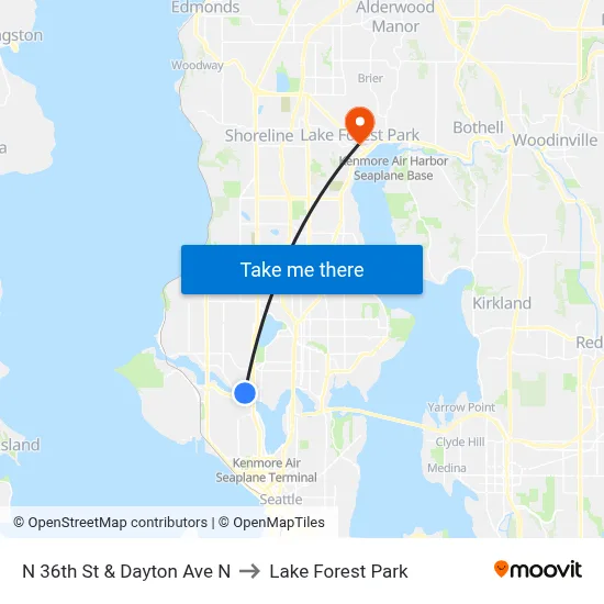 N 36th St & Dayton Ave N to Lake Forest Park map