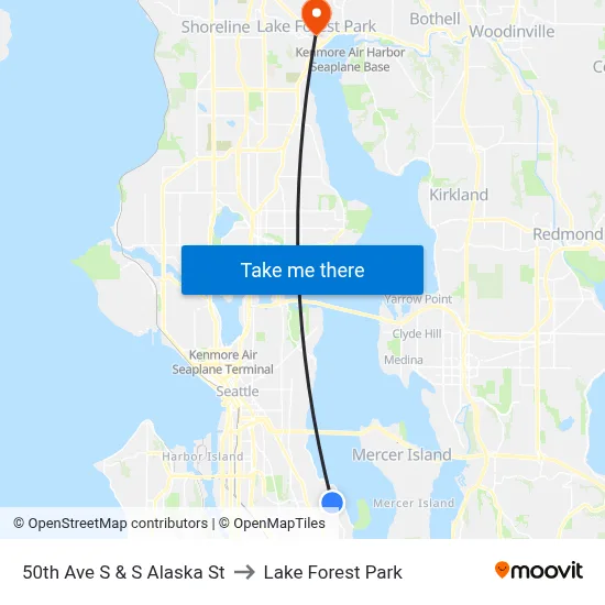 50th Ave S & S Alaska St to Lake Forest Park map