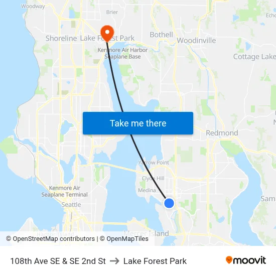 108th Ave SE & SE 2nd St to Lake Forest Park map
