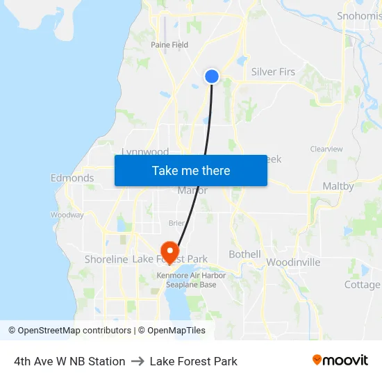 4th Ave W NB Station to Lake Forest Park map