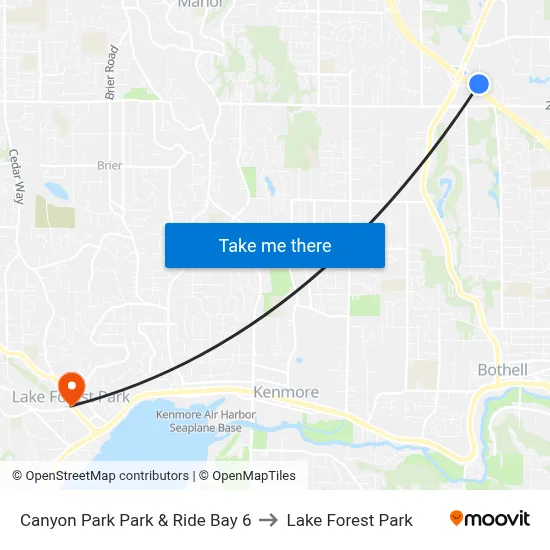 Canyon Park Park & Ride Bay 6 to Lake Forest Park map