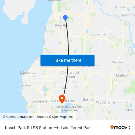 Kasch Park Rd SB Station to Lake Forest Park map