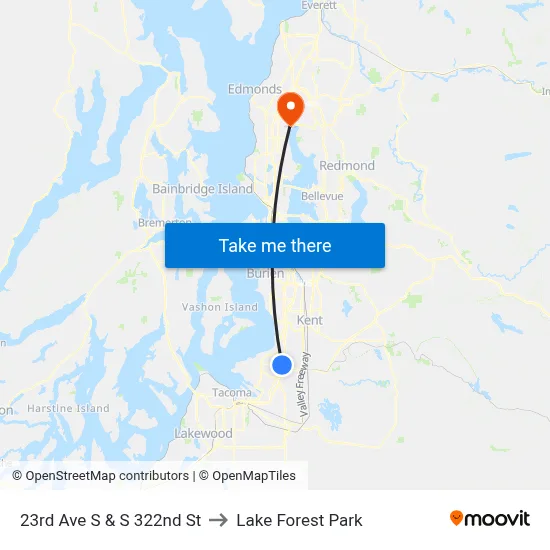 23rd Ave S & S 322nd St to Lake Forest Park map