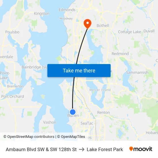 Ambaum Blvd SW & SW 128th St to Lake Forest Park map