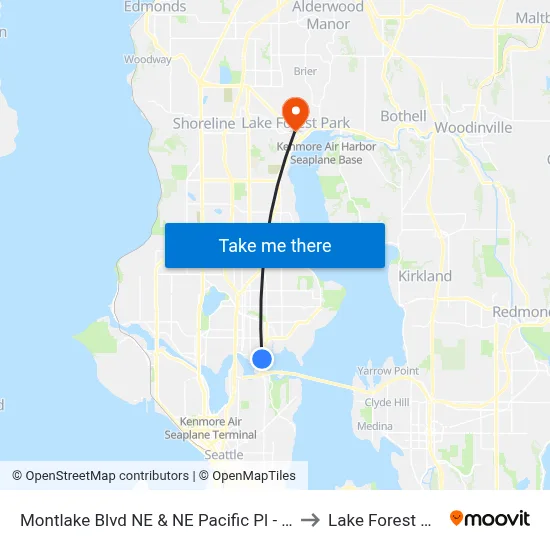 Montlake Blvd NE & NE Pacific Pl - Bay 3 to Lake Forest Park map