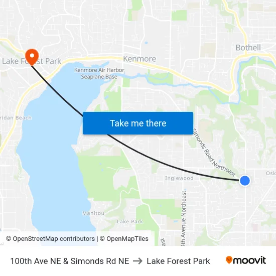 100th Ave NE & Simonds Rd NE to Lake Forest Park map