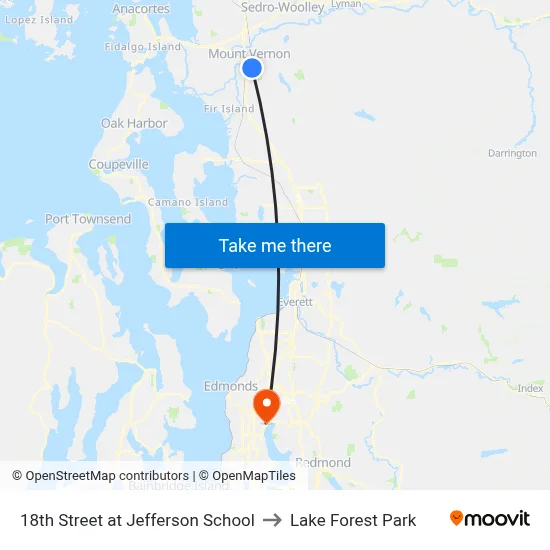 18th Street at Jefferson School to Lake Forest Park map