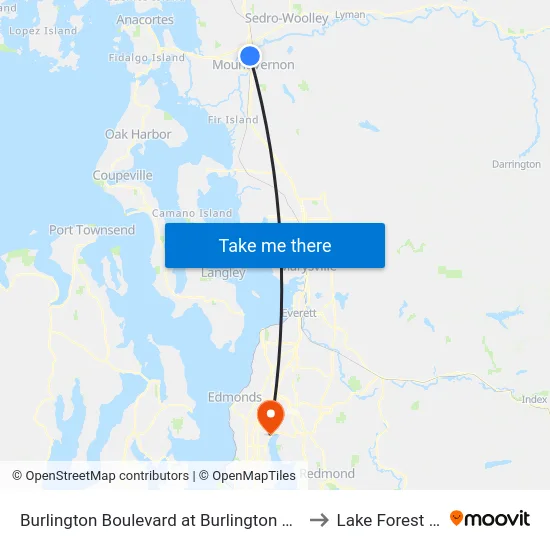 Burlington Boulevard at Burlington Crossings to Lake Forest Park map