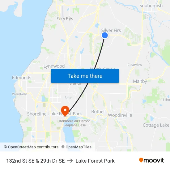 132nd St SE & 29th Dr SE to Lake Forest Park map
