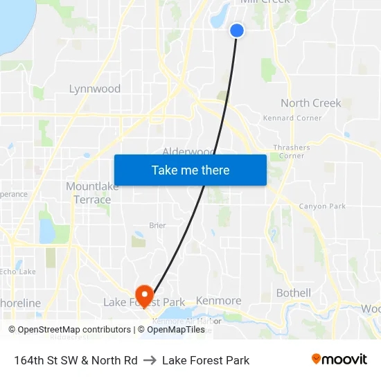 164th St SW & North Rd to Lake Forest Park map