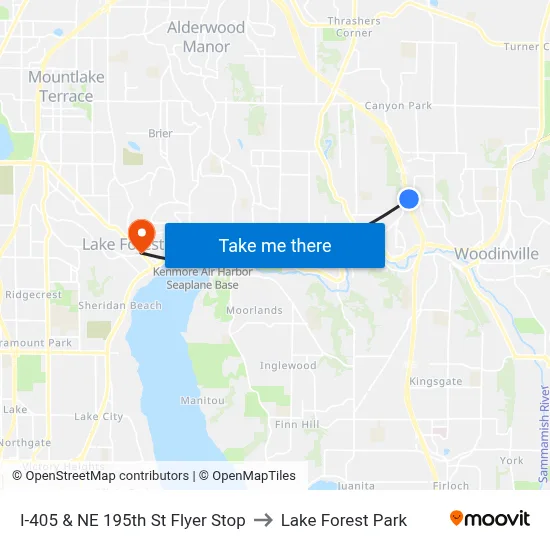 I-405 & NE 195th St Flyer Stop to Lake Forest Park map