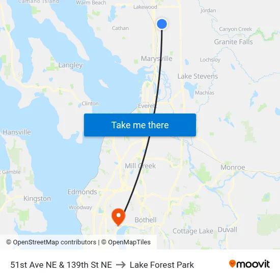 51st Ave NE & 139th St NE to Lake Forest Park map