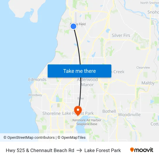 Hwy 525 & Chennault Beach Rd to Lake Forest Park map