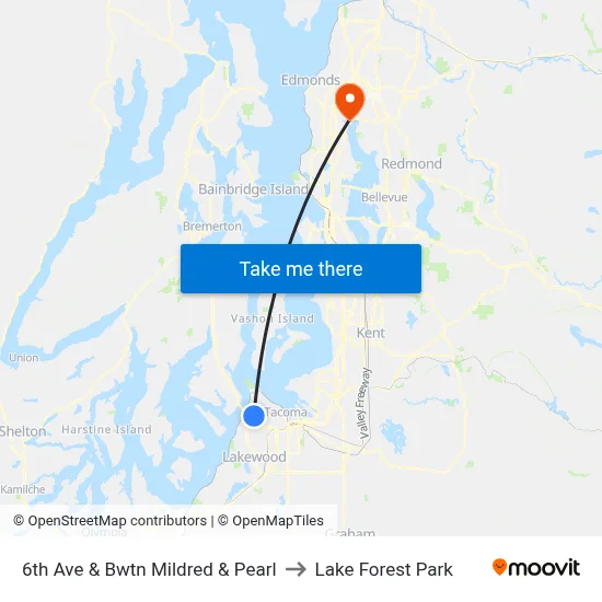 6th Ave & Bwtn Mildred & Pearl to Lake Forest Park map