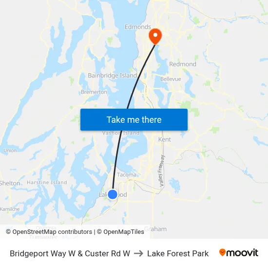 Bridgeport Way W & Custer Rd W to Lake Forest Park map