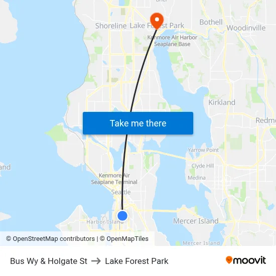 Bus Wy & Holgate St to Lake Forest Park map